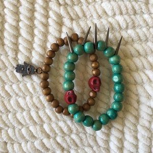 ❄️ Handmade Boho Wood Beaded charm bracelets